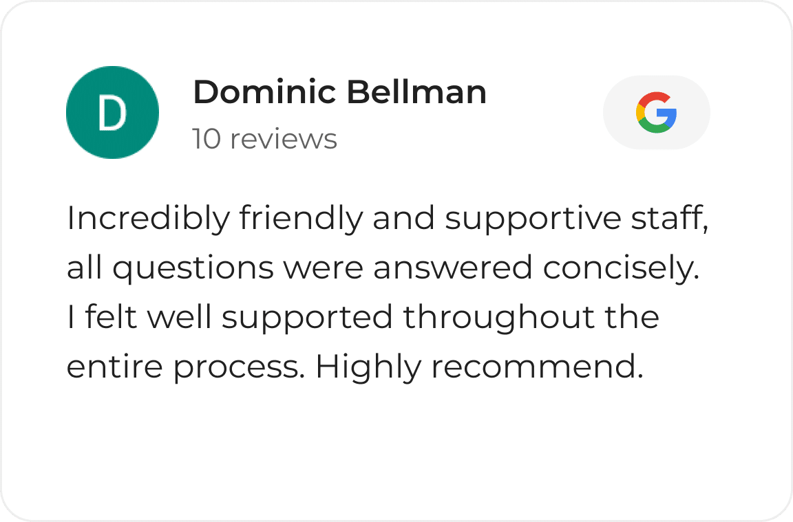 Google review card from a Vinci Hair Clinic patient